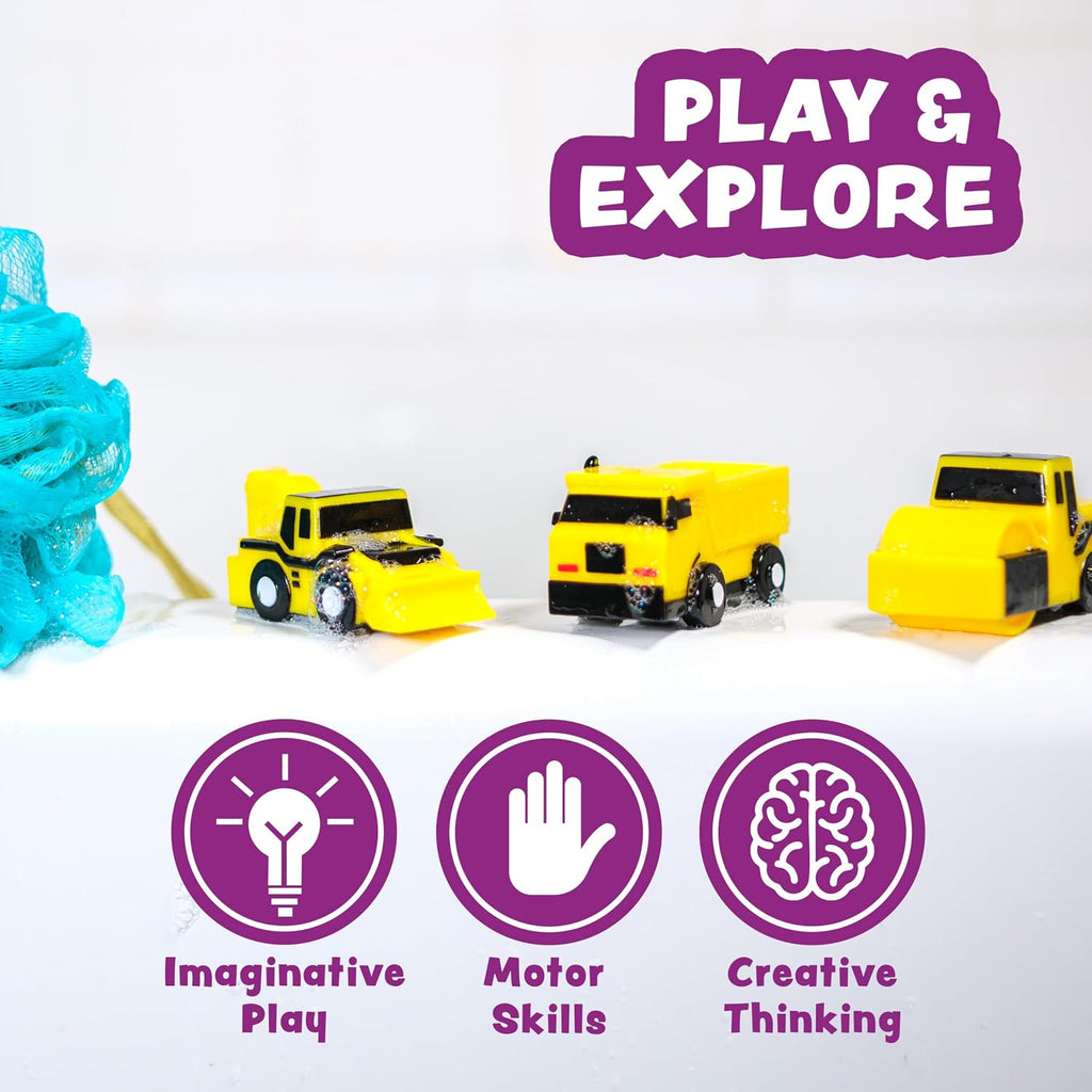 CartwheelsClub Mold-Free Bath Truck Toys, 6-Pack